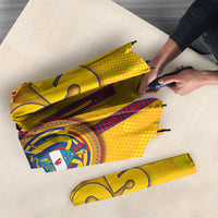 Custom Colombia Football Umbrella Tropical Orchid Floral Pattern With Coat Of Arms