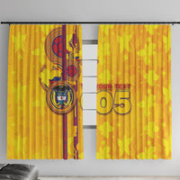 Custom Colombia Football Window Curtain Tropical Orchid Floral Pattern With Coat Of Arms
