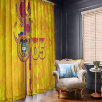 Custom Colombia Football Window Curtain Tropical Orchid Floral Pattern With Coat Of Arms