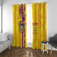 Custom Colombia Football Window Curtain Tropical Orchid Floral Pattern With Coat Of Arms