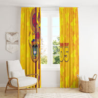 Custom Colombia Football Window Curtain Tropical Orchid Floral Pattern With Coat Of Arms