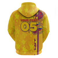 Custom Colombia Football Zip Hoodie Tropical Orchid Floral Pattern With Coat Of Arms
