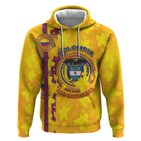 Custom Colombia Football Zip Hoodie Tropical Orchid Floral Pattern With Coat Of Arms
