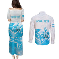 Personalized Honduras Couples Matching Puletasi and Long Sleeve Button Shirt A Nation of Stars Unity in Light - Wonder Print Shop
