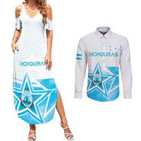 Personalized Honduras Couples Matching Summer Maxi Dress and Long Sleeve Button Shirt A Nation of Stars Unity in Light - Wonder Print Shop