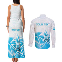 Personalized Honduras Couples Matching Tank Maxi Dress and Long Sleeve Button Shirt A Nation of Stars Unity in Light - Wonder Print Shop