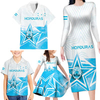 Personalized Honduras Family Matching Long Sleeve Bodycon Dress and Hawaiian Shirt A Nation of Stars Unity in Light - Wonder Print Shop