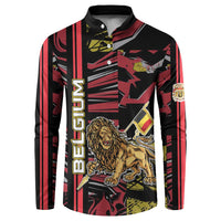 Personalized Belgium Button Sweatshirt Lion Holding Flag - Wonder Print Shop