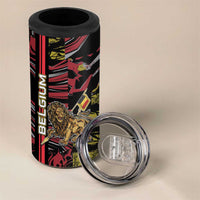 Personalized Belgium 4 in 1 Can Cooler Tumbler Lion Holding Flag - Wonder Print Shop