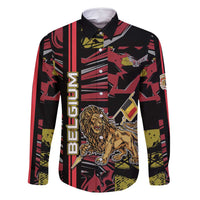 Personalized Belgium Family Matching Long Sleeve Bodycon Dress and Hawaiian Shirt Lion Holding Flag - Wonder Print Shop