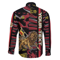 Personalized Belgium Family Matching Long Sleeve Bodycon Dress and Hawaiian Shirt Lion Holding Flag - Wonder Print Shop