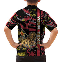 Personalized Belgium Family Matching Off Shoulder Maxi Dress and Hawaiian Shirt Lion Holding Flag - Wonder Print Shop