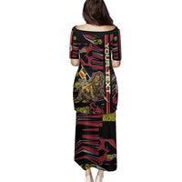 Personalized Belgium Family Matching Puletasi and Hawaiian Shirt Lion Holding Flag - Wonder Print Shop