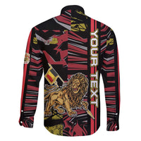 Personalized Belgium Family Matching Short Sleeve Bodycon Dress and Hawaiian Shirt Lion Holding Flag - Wonder Print Shop