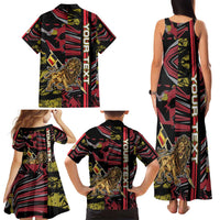 Personalized Belgium Family Matching Tank Maxi Dress and Hawaiian Shirt Lion Holding Flag - Wonder Print Shop
