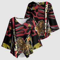 Personalized Belgium Kimono Sleeve Blouse Lion Holding Flag - Wonder Print Shop