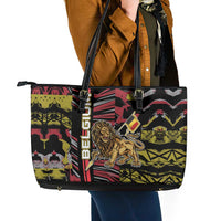 Belgium Leather Tote Bag Lion Holding Flag - Wonder Print Shop
