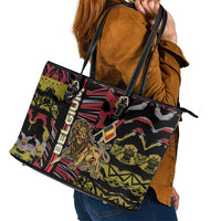 Belgium Leather Tote Bag Lion Holding Flag - Wonder Print Shop