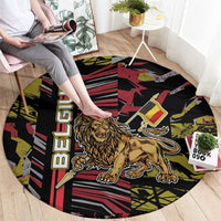 Belgium Round Carpet Lion Holding Flag - Wonder Print Shop