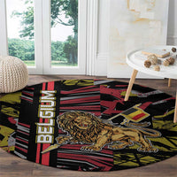 Belgium Round Carpet Lion Holding Flag - Wonder Print Shop
