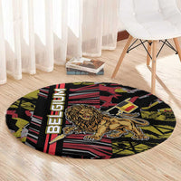 Belgium Round Carpet Lion Holding Flag - Wonder Print Shop