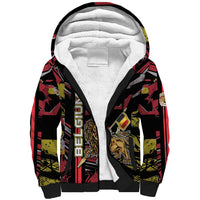 Personalized Belgium Sherpa Hoodie Lion Holding Flag - Wonder Print Shop