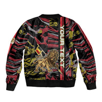 Personalized Belgium Sleeve Zip Bomber Jacket Lion Holding Flag - Wonder Print Shop