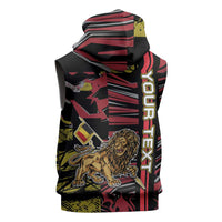 Personalized Belgium Sleeveless Hoodie Lion Holding Flag - Wonder Print Shop