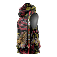 Personalized Belgium Sleeveless Hoodie Lion Holding Flag - Wonder Print Shop