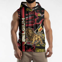 Personalized Belgium Sleeveless Hoodie Lion Holding Flag - Wonder Print Shop