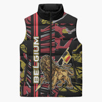 Personalized Belgium Sleeveless Puffer Jacket Lion Holding Flag - Wonder Print Shop