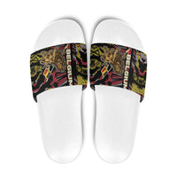Belgium Slide Sandals Lion Holding Flag - Wonder Print Shop