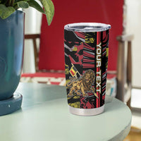 Personalized Belgium Tumbler Cup Lion Holding Flag - Wonder Print Shop