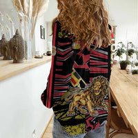 Personalized Belgium Women Casual Shirt Lion Holding Flag - Wonder Print Shop