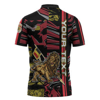Personalized Belgium Zipper Polo Shirt Lion Holding Flag - Wonder Print Shop
