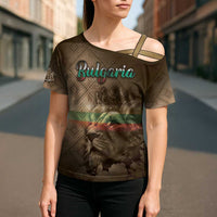 Personalized Bulgaria Cross Shoulder Shirt Lion King Is Pride - Wonder Print Shop