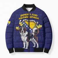 Personalized Bosnia And Herzegovina Bomber Puffer Jacket The Tornjak With Lilium Bosniacum - Wonder Print Shop