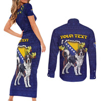 Personalized Bosnia And Herzegovina Couples Matching Short Sleeve Bodycon Dress and Long Sleeve Button Shirt The Tornjak With Lilium Bosniacum - Wonder Print Shop