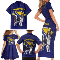 Personalized Bosnia And Herzegovina Family Matching Short Sleeve Bodycon Dress and Hawaiian Shirt The Tornjak With Lilium Bosniacum - Wonder Print Shop