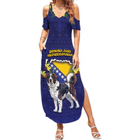 Personalized Bosnia And Herzegovina Family Matching Summer Maxi Dress and Hawaiian Shirt The Tornjak With Lilium Bosniacum - Wonder Print Shop