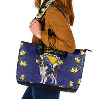 Bosnia And Herzegovina Leather Tote Bag The Tornjak With Lilium Bosniacum - Wonder Print Shop