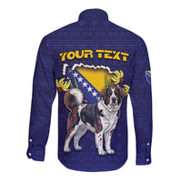 Personalized Bosnia And Herzegovina Long Sleeve Button Shirt The Tornjak With Lilium Bosniacum - Wonder Print Shop