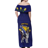 Personalized Bosnia And Herzegovina Off Shoulder Maxi Dress The Tornjak With Lilium Bosniacum - Wonder Print Shop