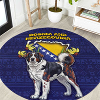 Bosnia And Herzegovina Round Carpet The Tornjak With Lilium Bosniacum - Wonder Print Shop