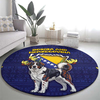 Bosnia And Herzegovina Round Carpet The Tornjak With Lilium Bosniacum - Wonder Print Shop