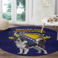 Bosnia And Herzegovina Round Carpet The Tornjak With Lilium Bosniacum - Wonder Print Shop