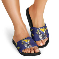 Bosnia And Herzegovina Slide Sandals The Tornjak With Lilium Bosniacum - Wonder Print Shop