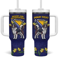 Personalized Bosnia And Herzegovina Tumbler With Handle The Tornjak With Lilium Bosniacum - Wonder Print Shop
