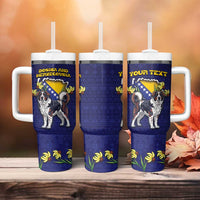 Personalized Bosnia And Herzegovina Tumbler With Handle The Tornjak With Lilium Bosniacum - Wonder Print Shop
