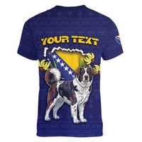 Personalized Bosnia And Herzegovina Women V-Neck T-Shirt The Tornjak With Lilium Bosniacum - Wonder Print Shop